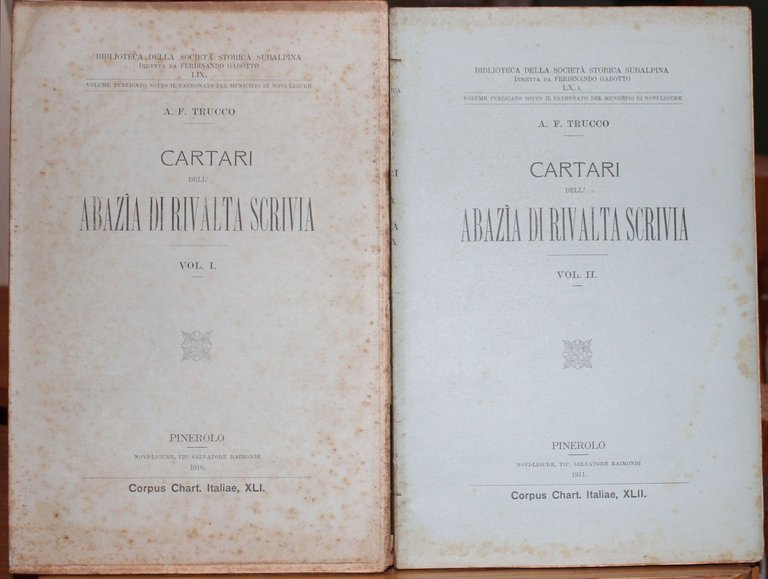 Cartari della Abazia di Rivalta Scrivia. (Due volumi)