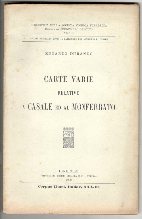 Carte varie relative a Casale ed al Monferrato