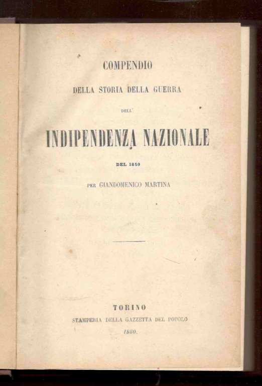 Compendio della storia della guerra dell'Indipendenza nazionale del 1859