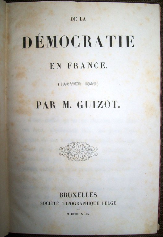 De la Democratie en France (Janvier 1849)