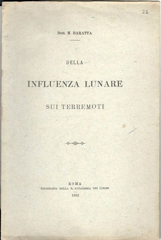 Della influenza lunare sui terremoti