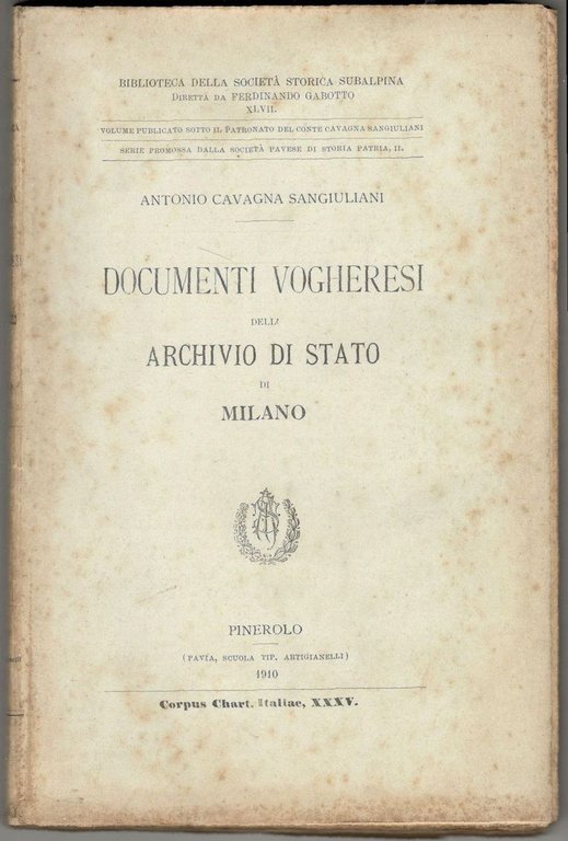 Documenti vogheresi dell'Archivio di Stato di Milano
