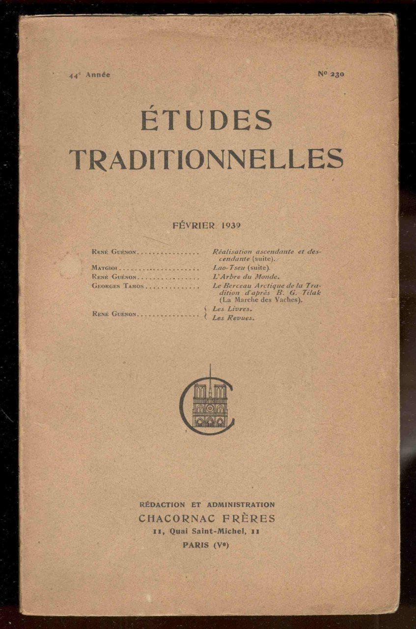 Études Traditionnelles. 44e année. Numero 230. Février 1939
