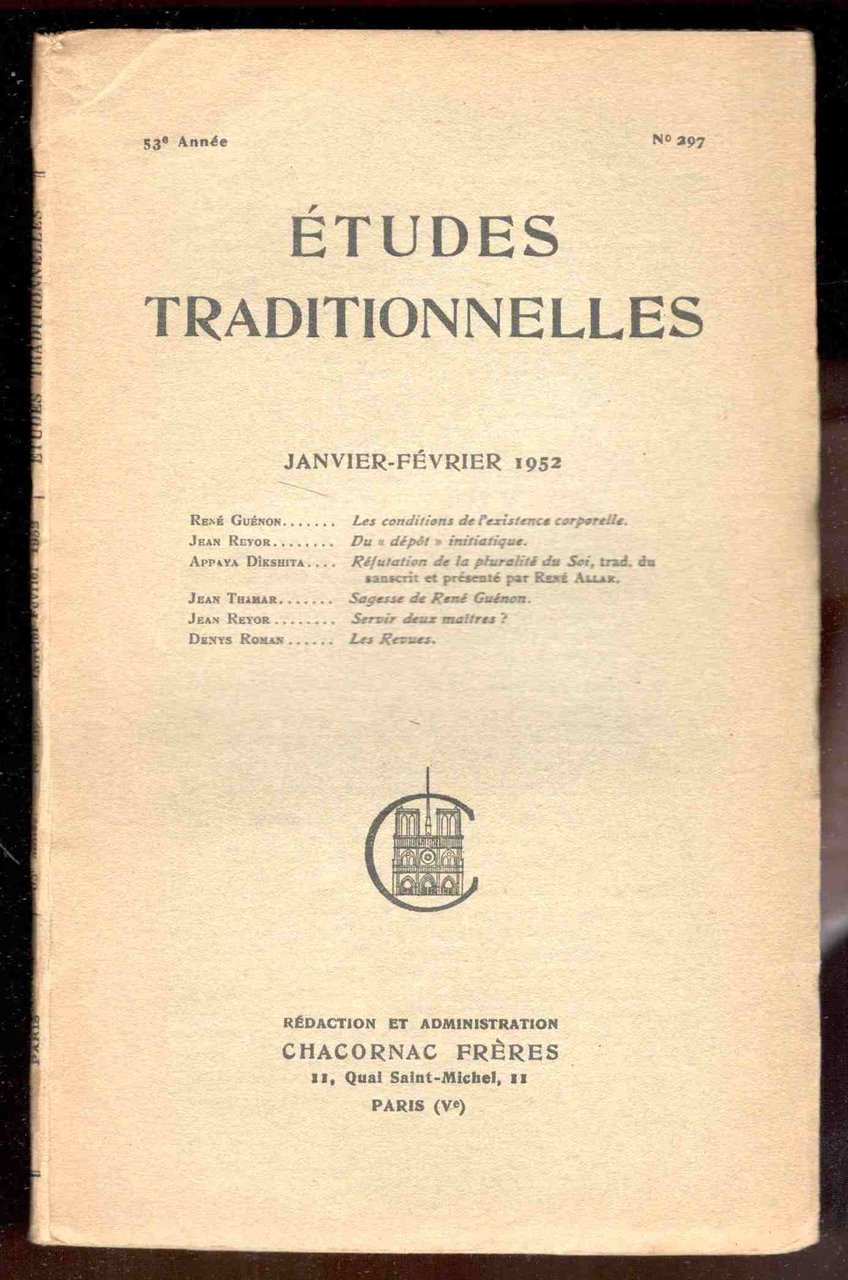 Études Traditionnelles. 53e année. Numero 297. Janvier-Février 1952