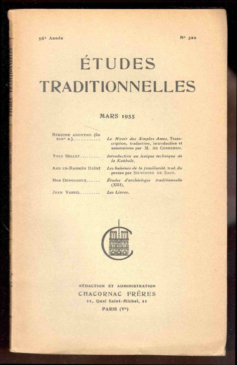 Études Traditionnelles. 56e année. Numero 322. Mars 1955