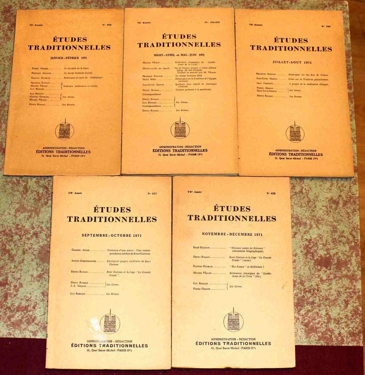 Études Traditionnelles. 72e année. Annata completa 1971. Numeri 423 - …