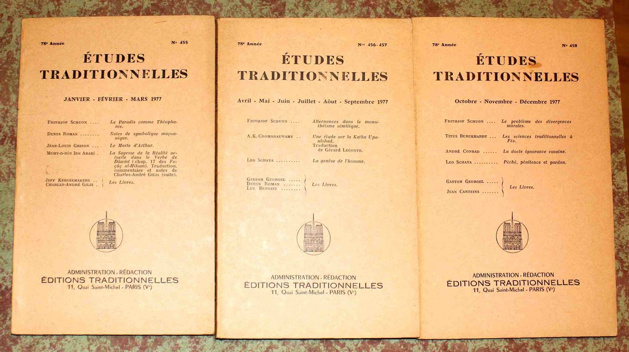 Études Traditionnelles. 78e année. Annata completa 1977. Numeri 455 - …