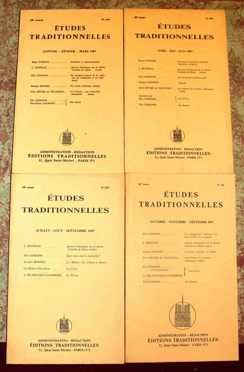 Études Traditionnelles. 88e année. Annata completa 1987. numeri 495 - …