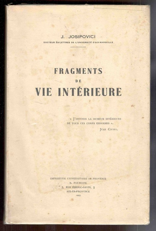 Fragments de vie intérieure
