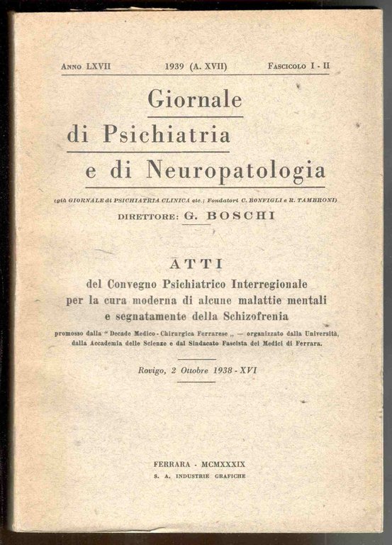Giornale di Psichiatria e di Neuropatologia. Atti del Convegno Psichiatrico … | Immagine Gallery 2