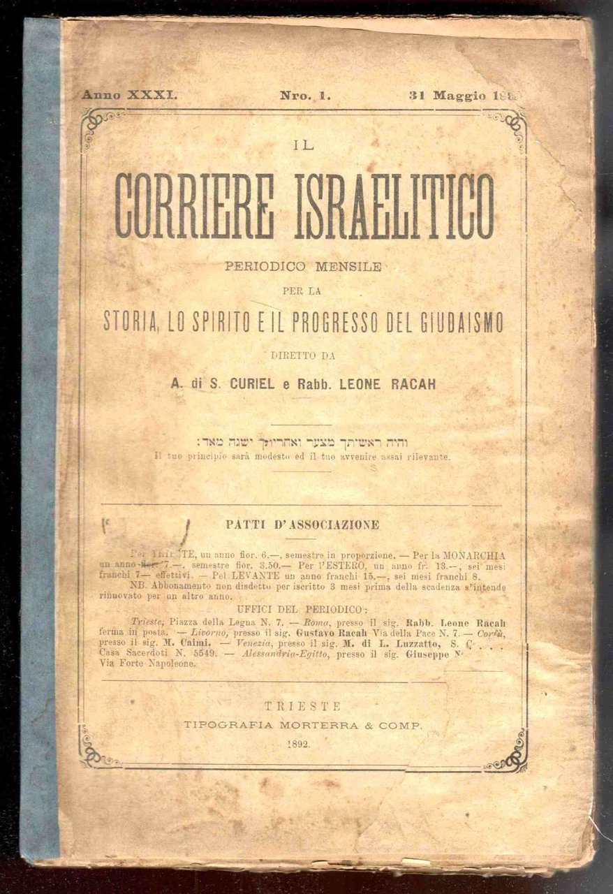 Il corriere israelitico. Periodico mensile per la storia, lo spirito …
