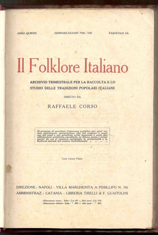 Il Folklore Italiano. Archivio trimestrale per la raccolta e lo … | Immagine Gallery 2