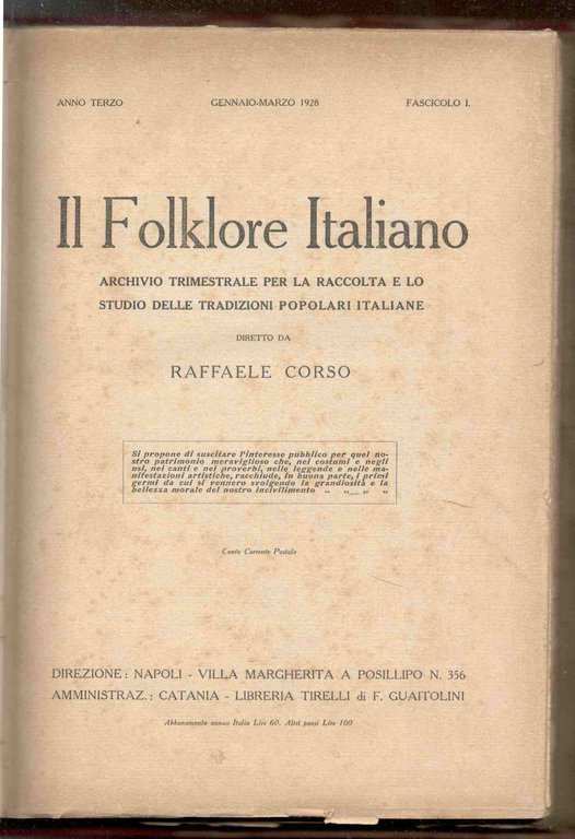 Il Folklore Italiano. Archivio trimestrale per la raccolta e lo …