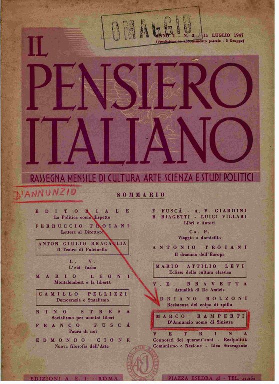 Il pensiero italiano. Rassegna mensile di cultura arte scienza e …