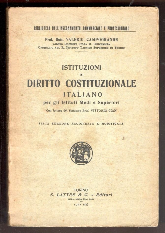 Istituzioni di Diritto Costituzionale italiano per gli istituti Medi e …