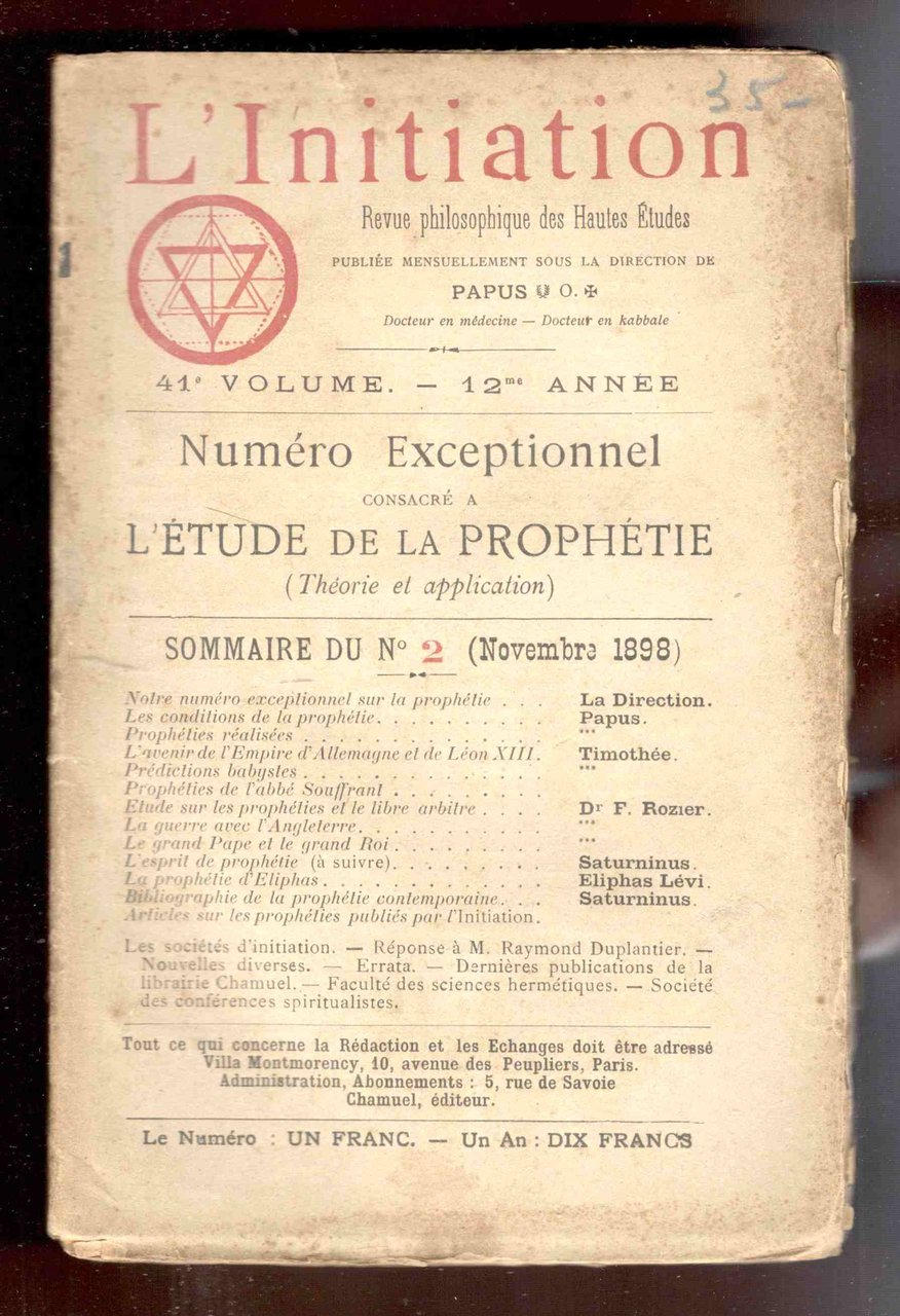 L'Initiation. Revue philosophique des Hautes Études. Publiée mensuellement sous la …