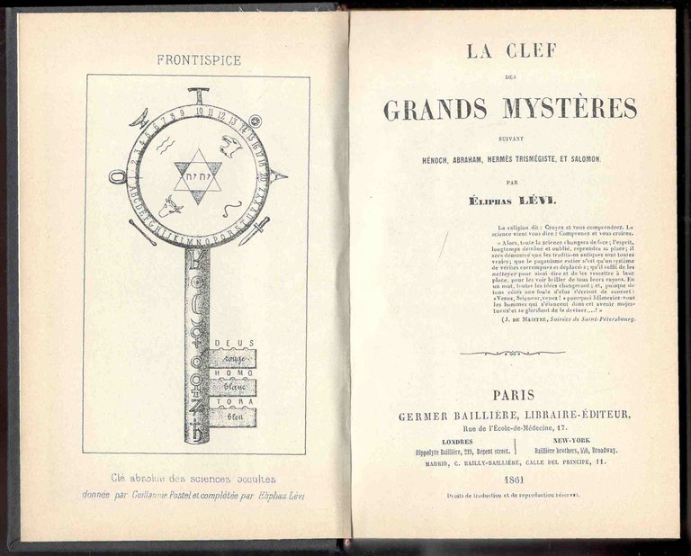 La clef des grands mystères suivant Hénoch, Abraham, Hermès Trismégiste …
