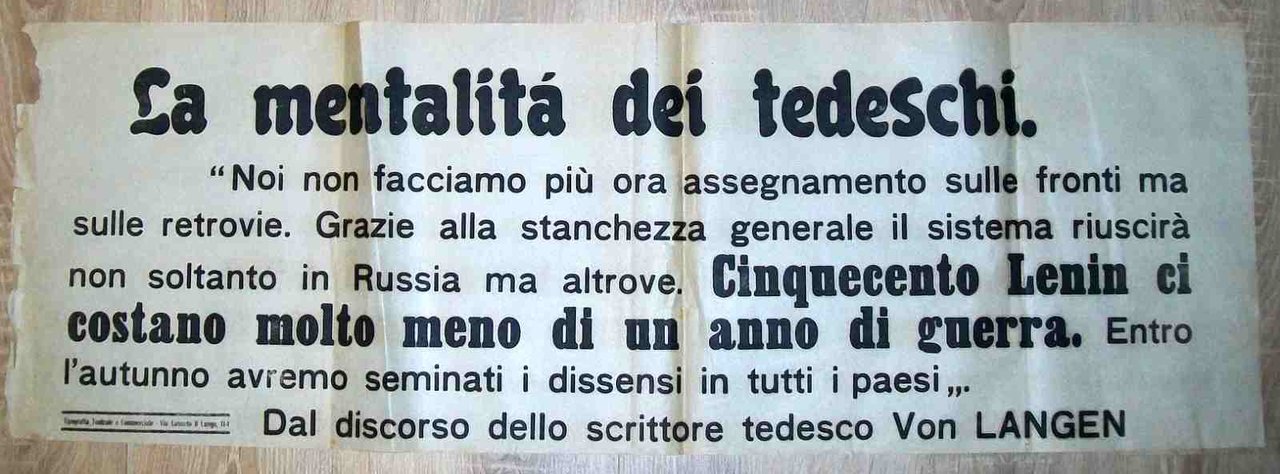 La mentalità dei tedeschi. Manifesto di propaganda irredentista - patriottica