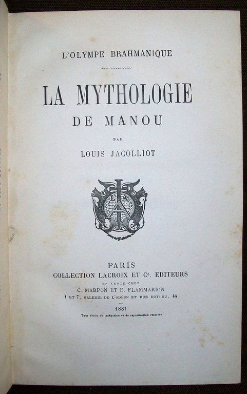La Mythologie de Manou. L’Olympe Brahmanique.