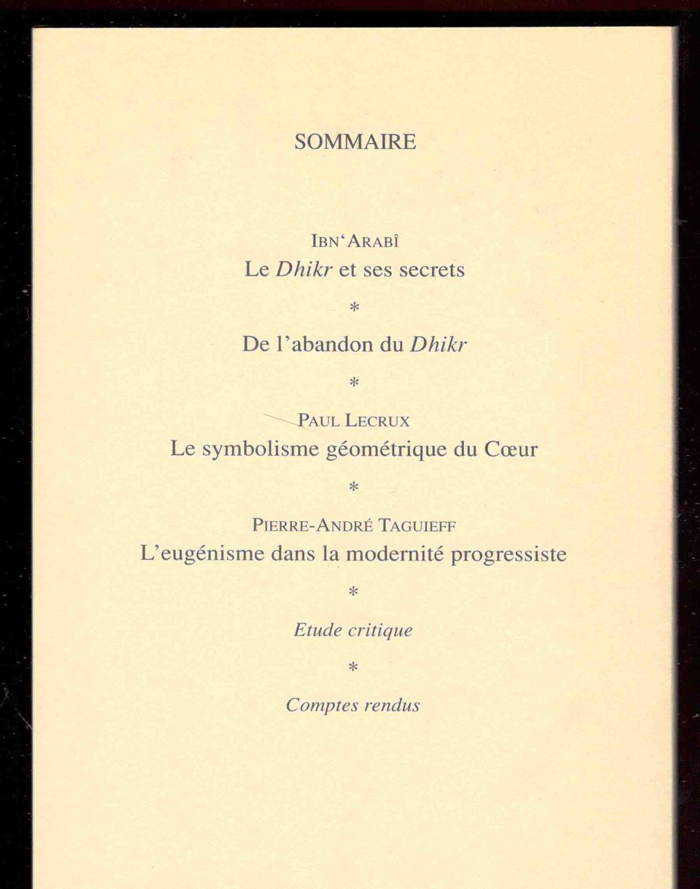 La règle d'Abraham. Revue semestrielle. N. 13. Juin 2002