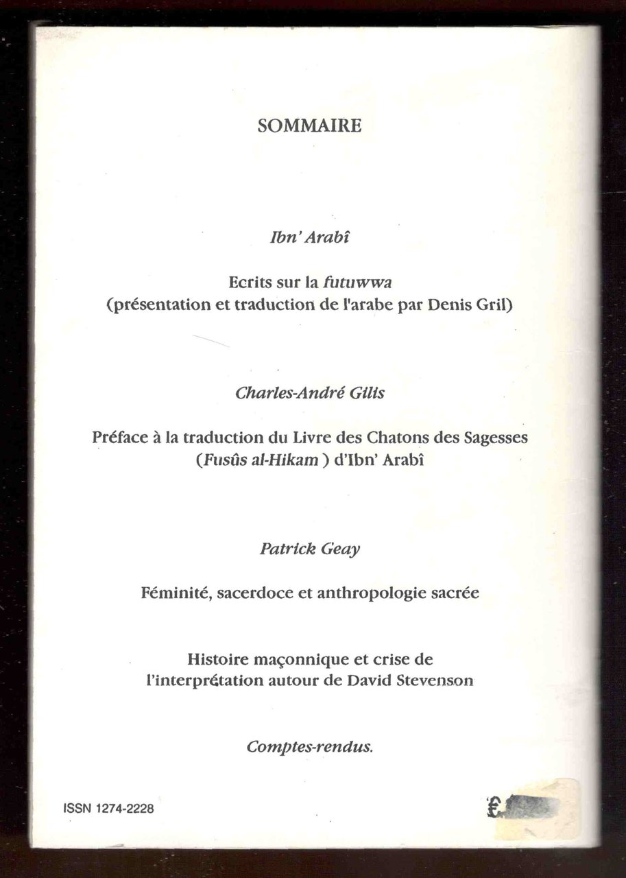 La règle d'Abraham. Revue semestrielle. N. 2. Novembre 1996