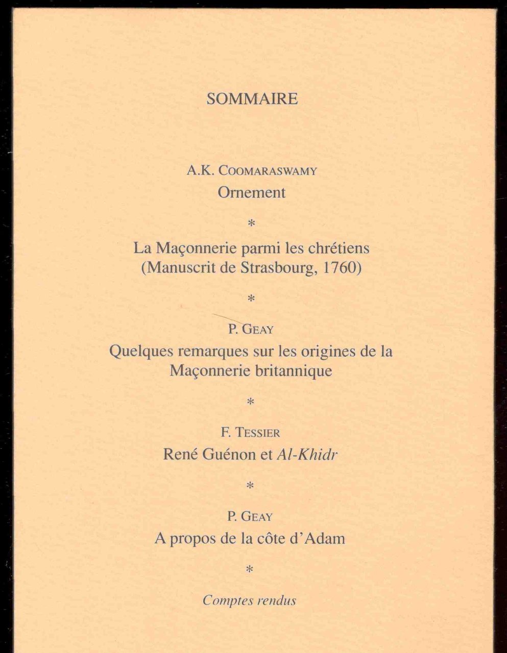 La règle d'Abraham. Revue semestrielle. N. 7. Juin 1999