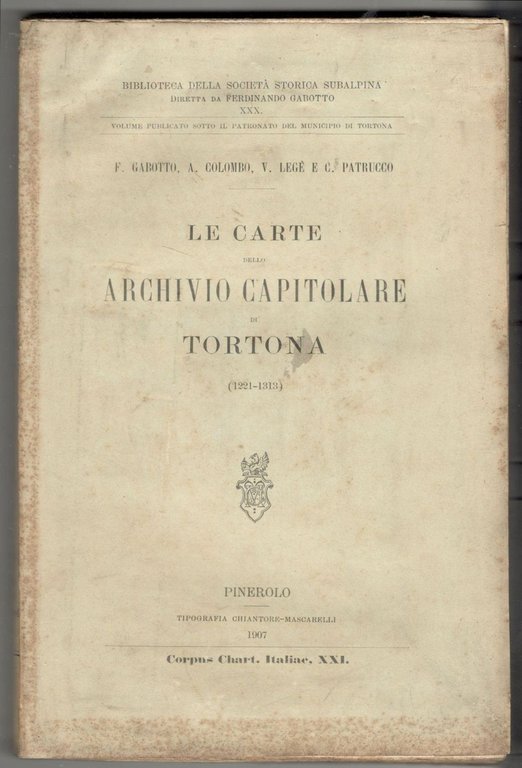 Le carte dello Archivio Capitolare di Tortona (1221-1313)
