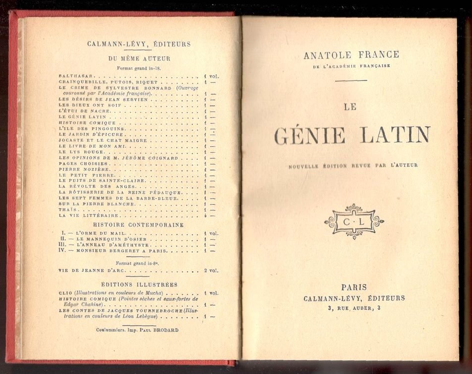 Le génie latin. Nouvelle édition revue par l'auteur | Immagine principale