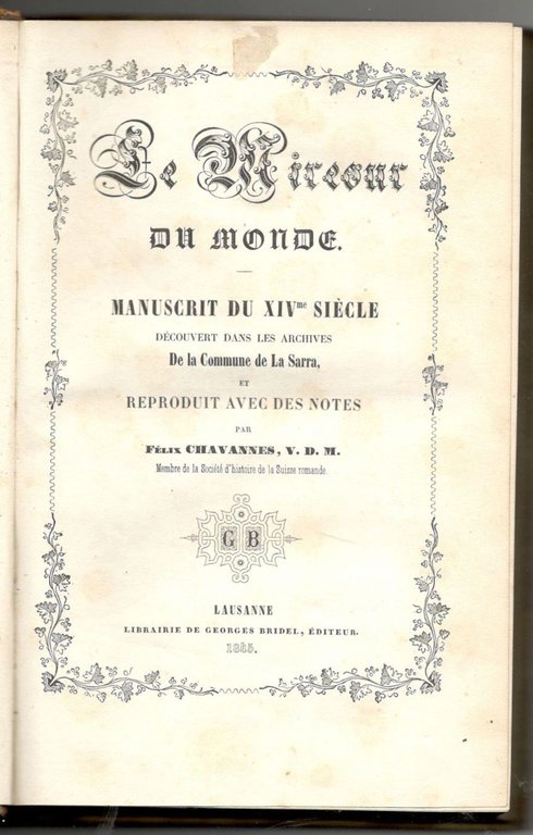 Le Mireour du Monde. Manuscrit du XIVème siècle découvert dans …