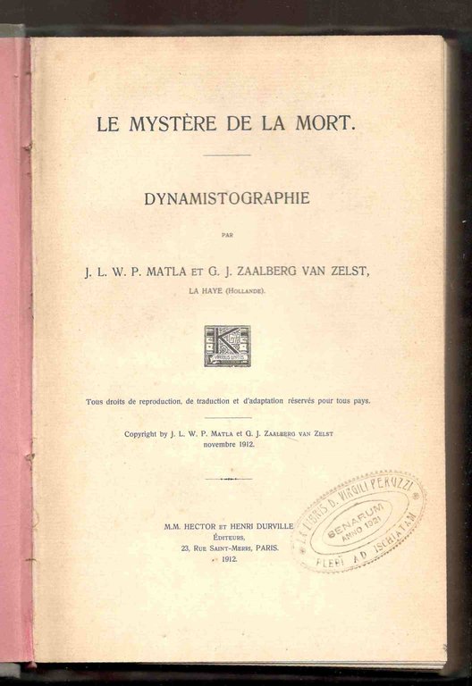 Le Mystère de la mort. Dynamistographie