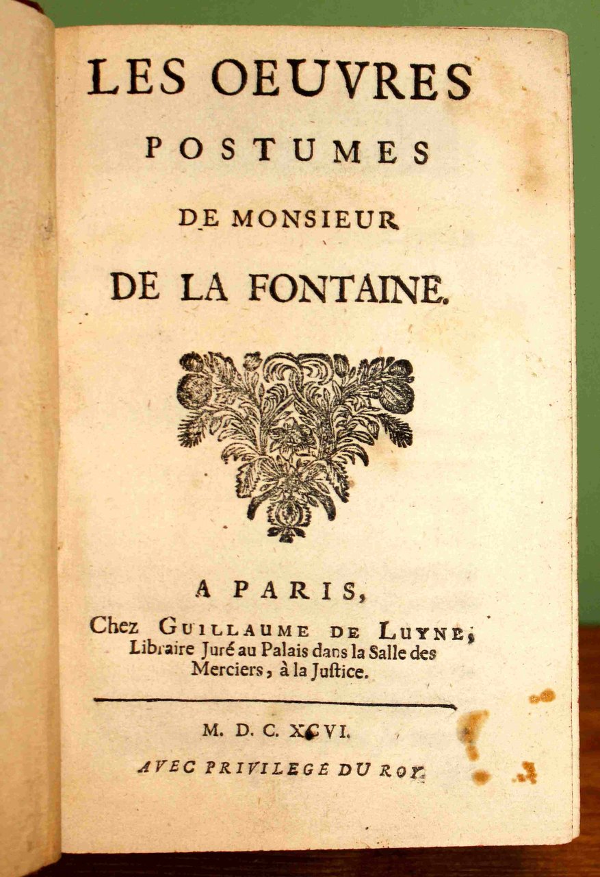 Les Oeuvres postumes de monsieur de La Fontaine