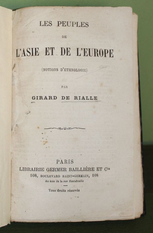 Les peuples de l'Asie et de l'Europe (Notions d'ethnologie)