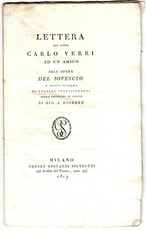 Lettera del conte Carlo Verri ad un amico sull'opera Del …