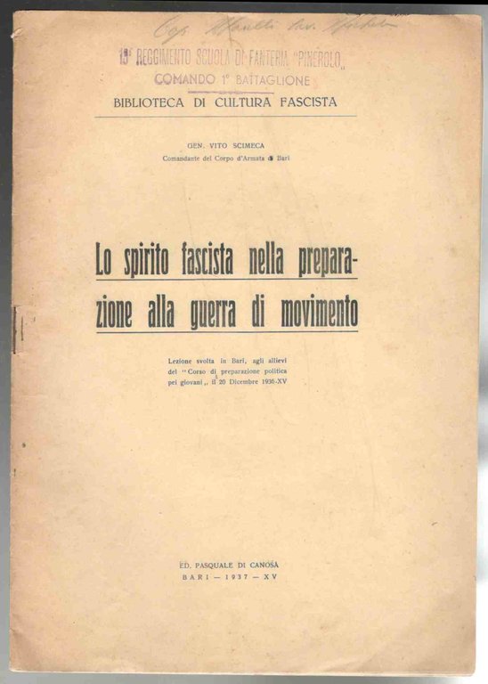 Lo spirito fascista nella preparazione alla guerra di movimento