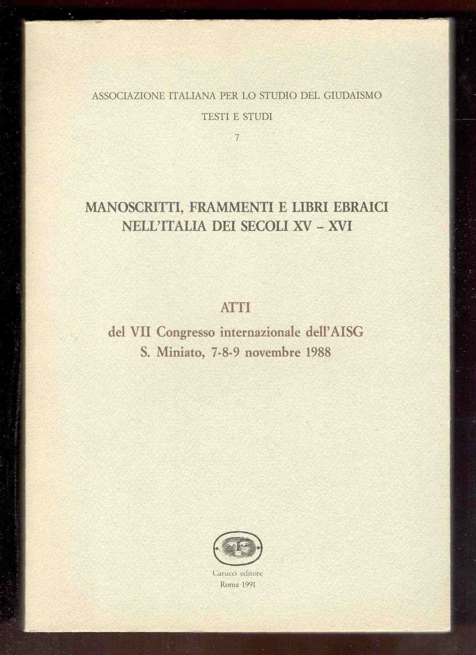 Manoscritti, frammenti e libri ebraici nell'Italia dei secoli XV - …