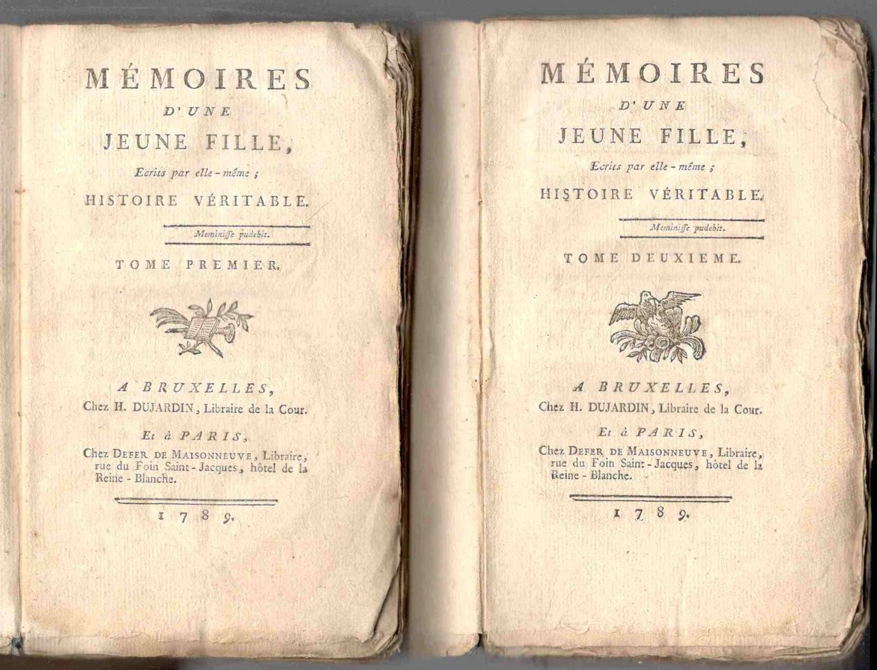 Mémoires d'une jeune fille, Ecrits par elle-meme; Histoire véritable. (Due … | Immagine principale