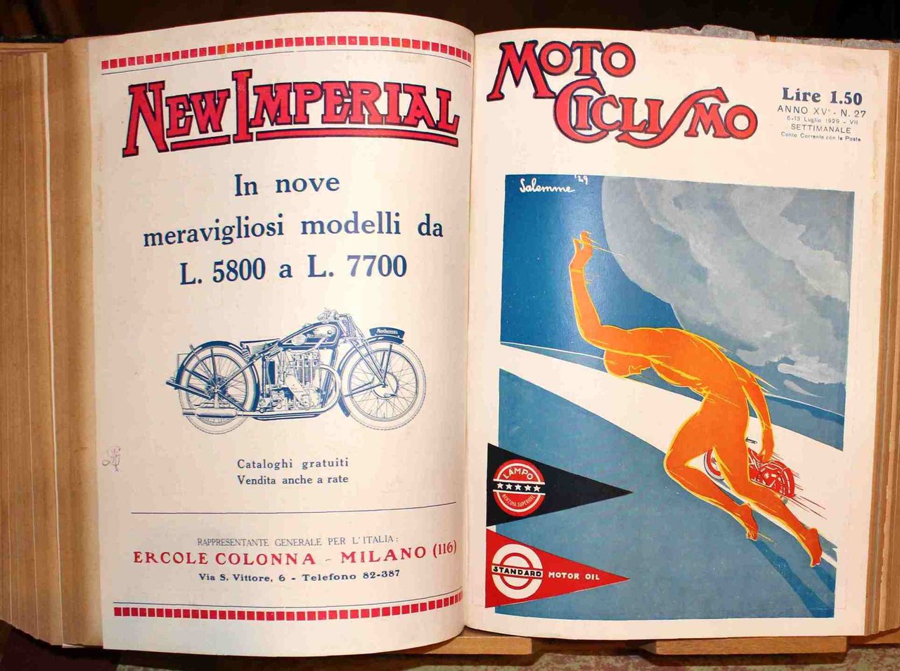 Motociclismo. Settimanale. Maggio - Agosto 1929 (VII). 16 fascicoli con …