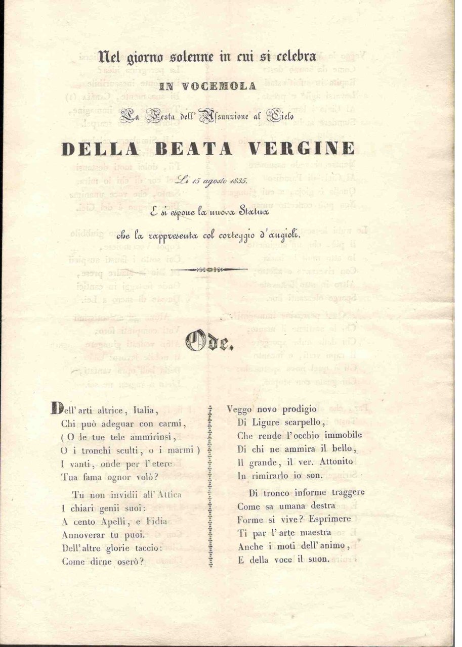 Nel giorno solenne in cui si celebra in Vocemola la … | Immagine principale