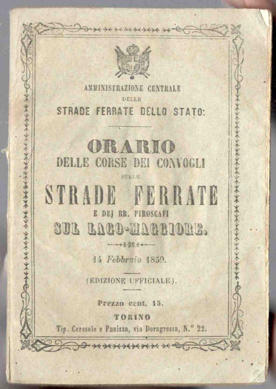 Orario delle corse dei convogli sulle strade ferrate e dei … | Immagine principale