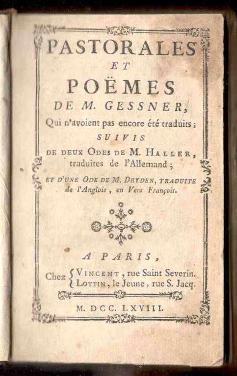 Pastorales et Poëmes, Qui n'avoient pas encore été traduits; suivis … | Immagine Gallery 1