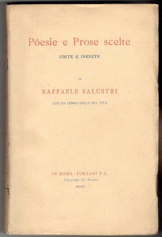 Poesie e Prose scelte edite e inedite