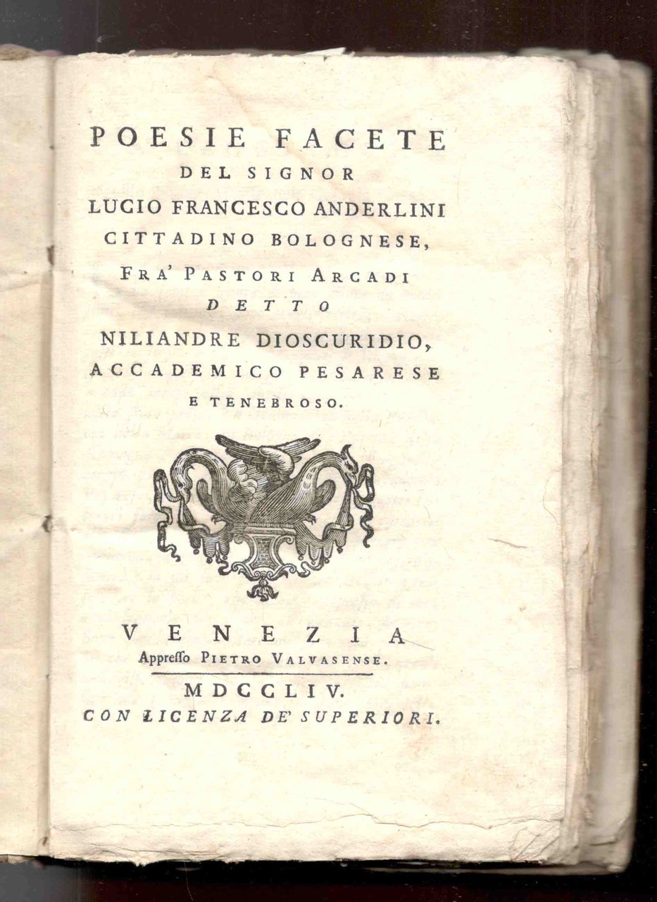 Poesie facete del sig. L.F.A. cittadino bolognese fra pastori arcadi … | Immagine principale