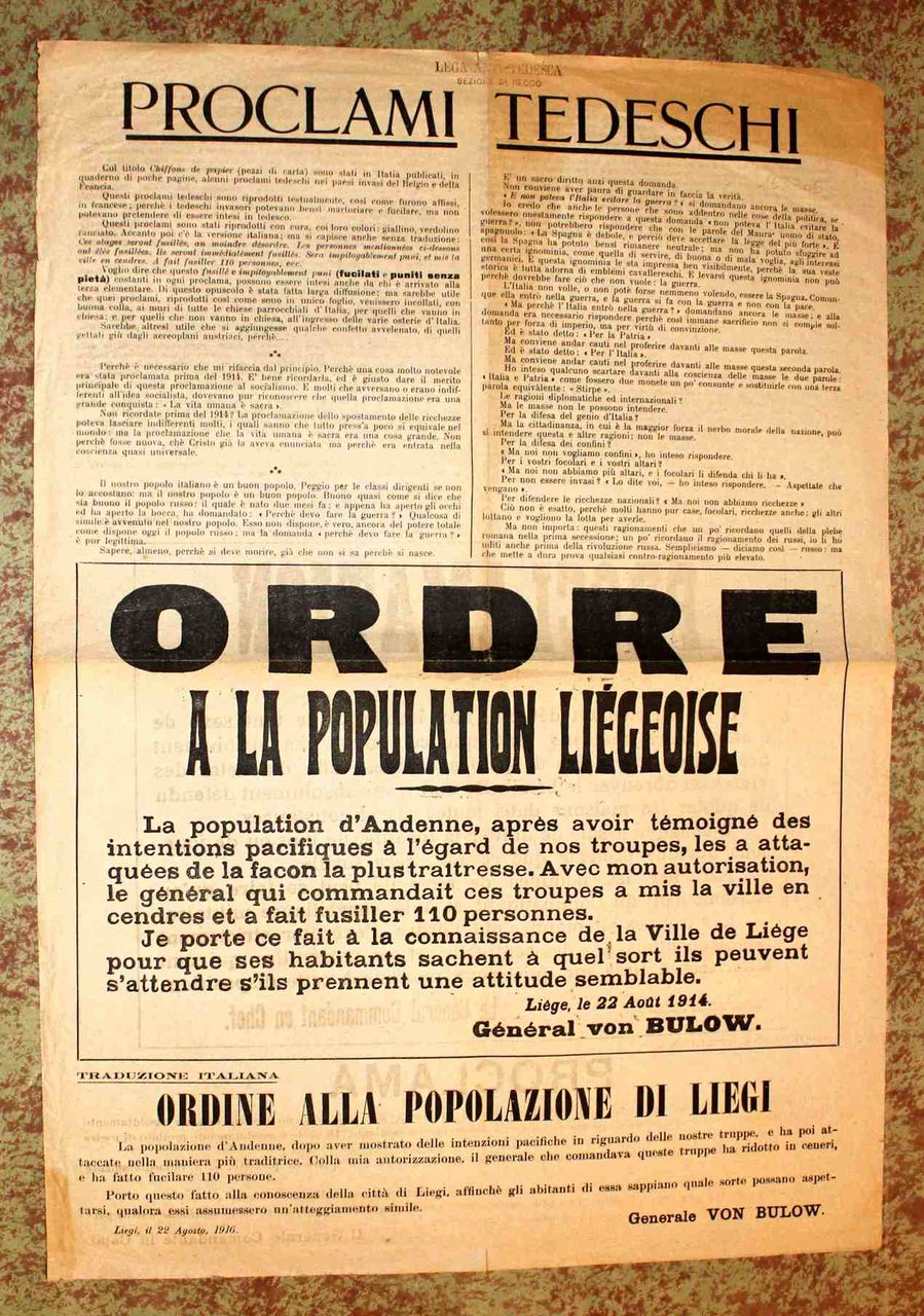 Proclami tedeschi. Manifesto originale di propaganda