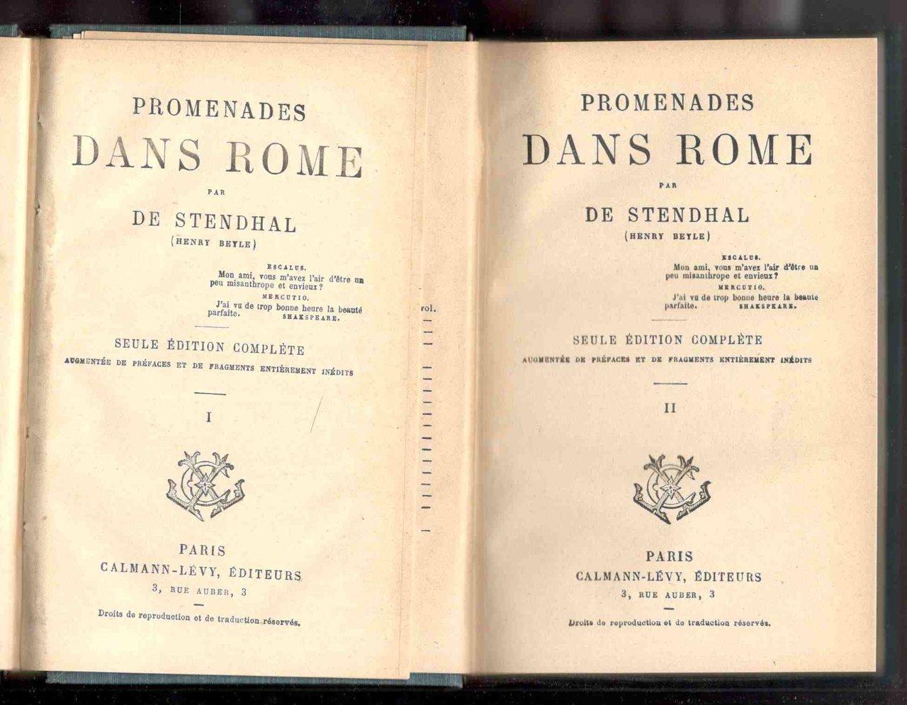 Promenades dans Rome. Seule édition complète augmentée de préfaces et …