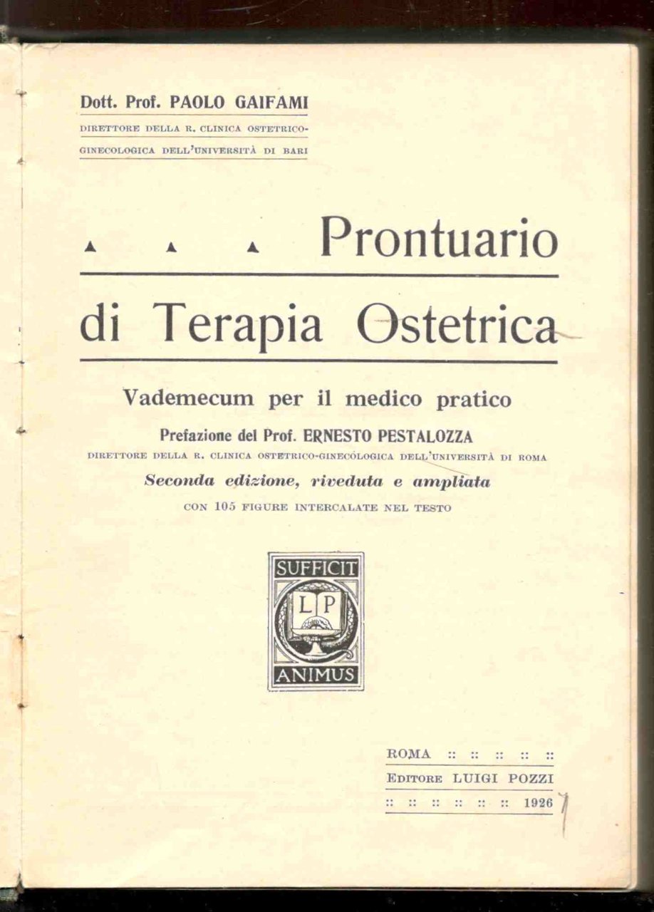 Prontuario di Terapia Ostetrica. Vademecum per il medico pratico. Prefazione … | Immagine principale