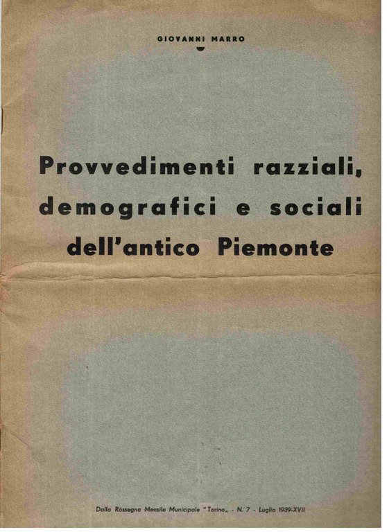 Provvedimenti razziali, demografici e sociali dell'antico Piemonte