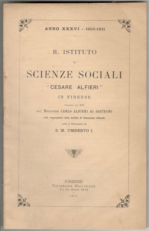 R. Istituto di Scienze Sociali 'Cesare Alfieri' in Firenze. Anno …