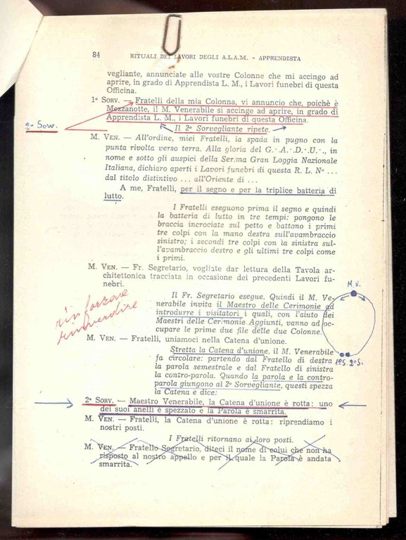 Rituali dei lavori dell'Ordine degli Antichi Liberi Accettati Muratori (A.L.A.M.)