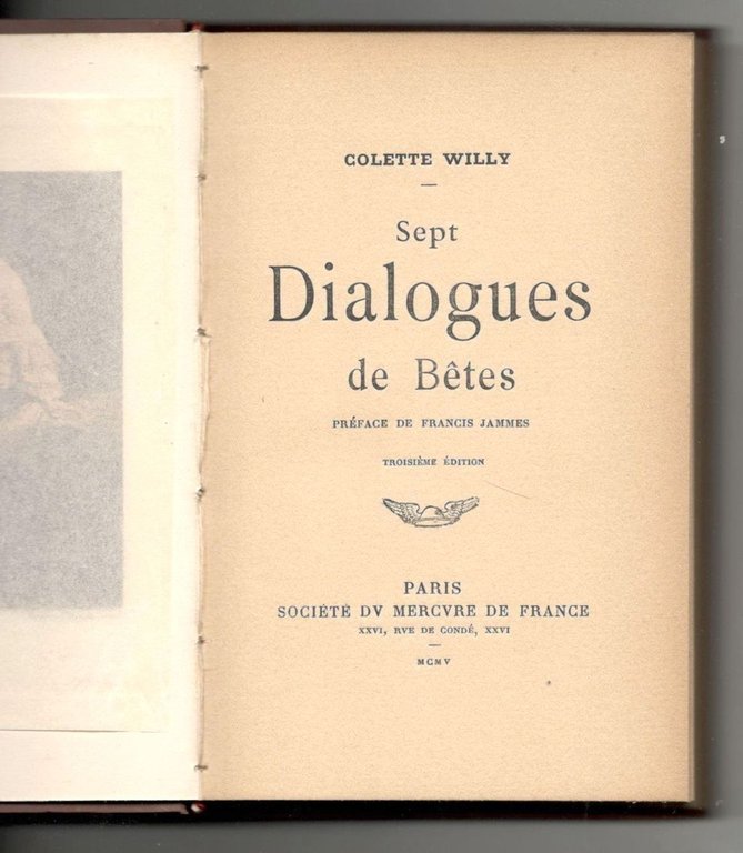 Sept Dialogues de Bêtes. Préface de Francis Jammes. Troisième édition