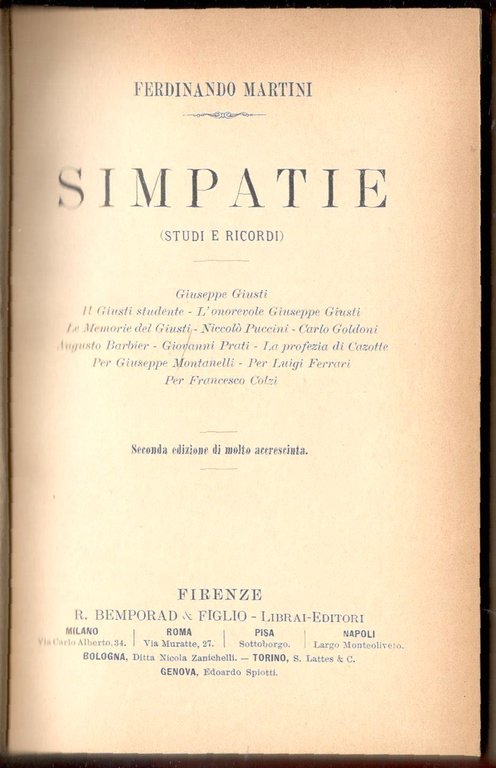 Simpatie (studi e ricordi). Giuseppe Giusti, Il Giusti studente, L'Onorevole … | Immagine Gallery 1